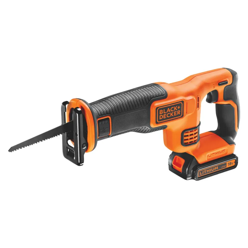 Black+decker, sega a sciabola senza fili, 1 batteria, 1 lama da 140 mm, 18 v. bdcr18e1-qw