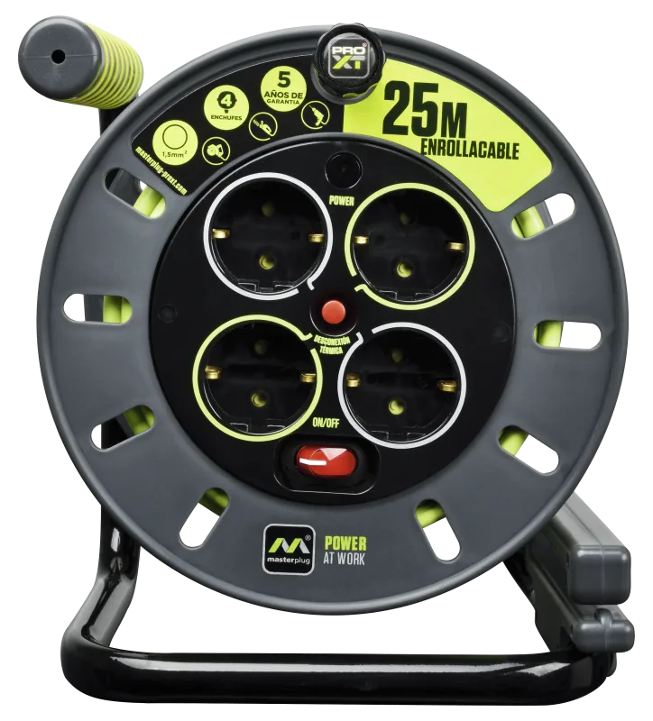 Enrollacable 25 metros 4 tomas pro - xt luceco