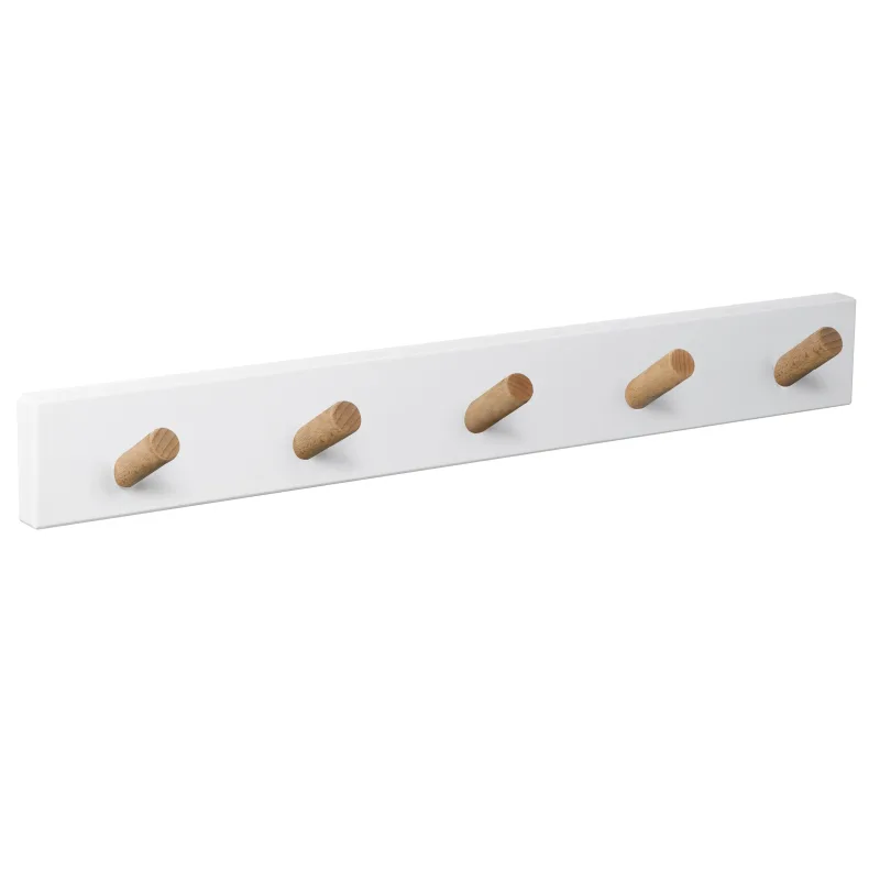 Perchero de pared 9400 madera blanco con 5 ganchos