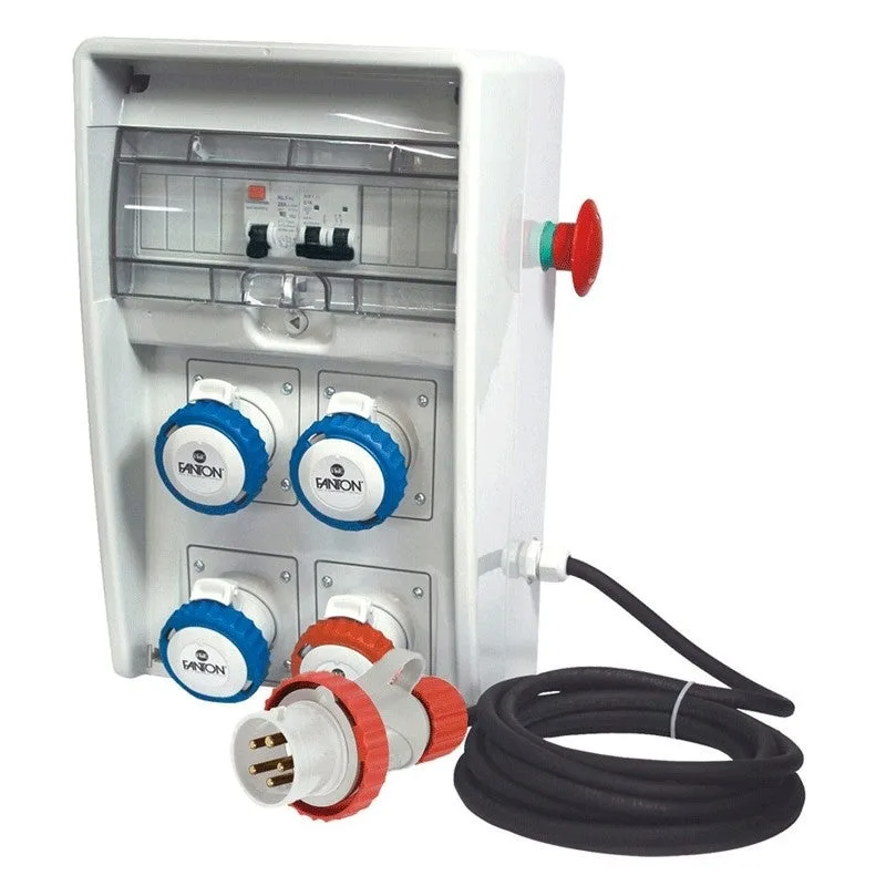 Panel de obra 9kw asc ip65 ulisse 4 tomas cee, 2 protecciones, con cable y emergencia 74319