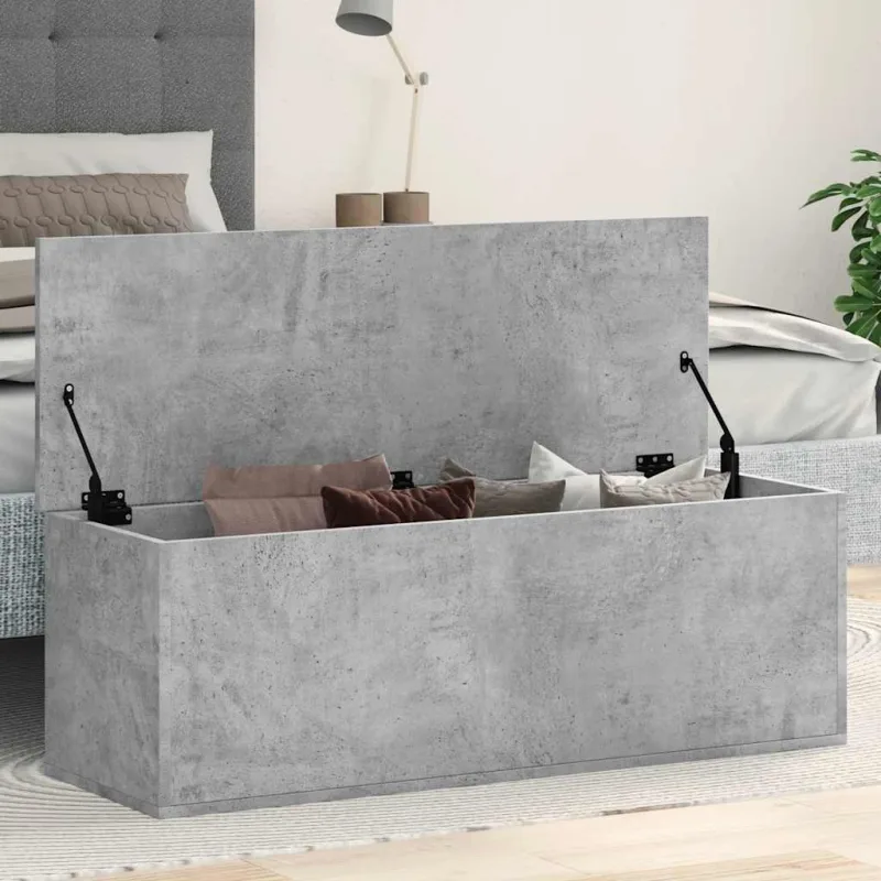 Maison exclusive - caja de almacenaje madera ingeniería gris hormigón 102x35x35 cm