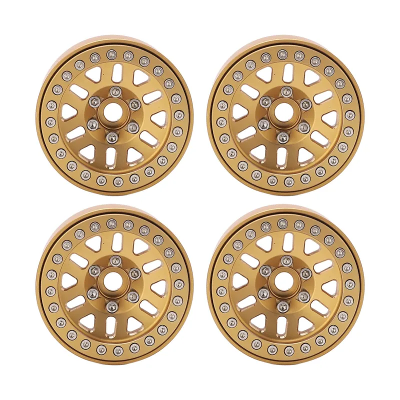 Cubo de llanta de latón con cierre de cuentas pesado de alta calidad para coche rc axial scx10 90046 d90 d110 tf2 1/10 crawler car dorad