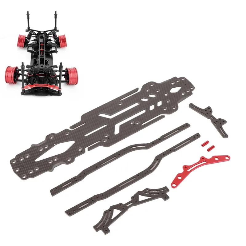 Kit de chasis de fibra de carbono, kit de actualización de fibra de carbono y aluminio para 1/10 rc dri - comfortxl