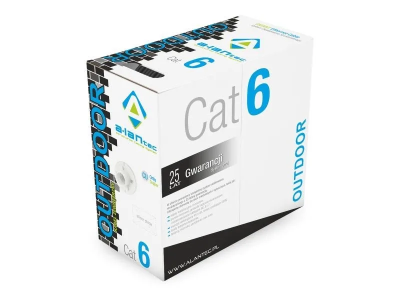 Cable alantec u/utp cat.6 pe 4x2x23awg 305m seco externo