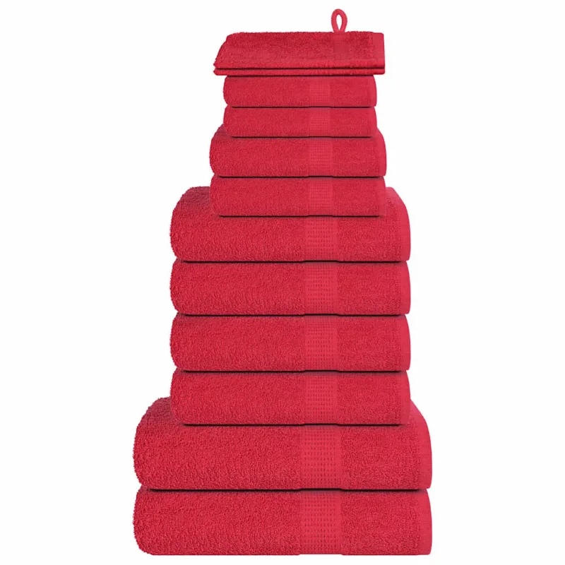 Maison exclusive - juego de toallas frogn 12 piezas rojo 360 g/m²