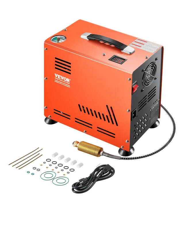 Compresor de aire pcp 800 w 30 mpa,vevor doble cilindro,refrigeración por ventilador,parada automática,bomba sin aceite,para pistola de aire