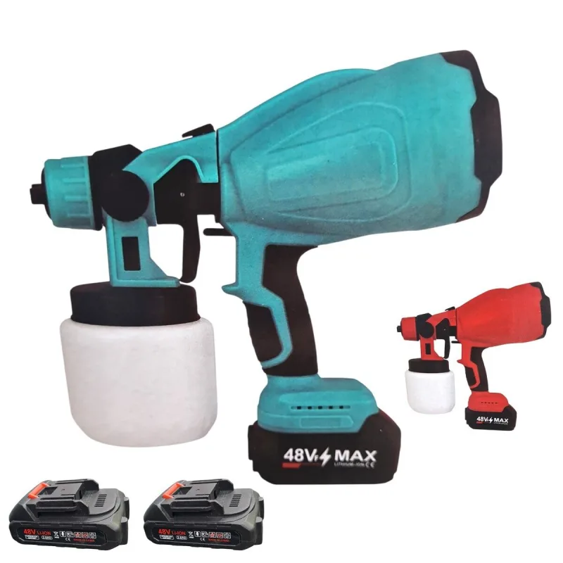 Pistola eléctrica de pulverización doble batería boquilla de pintura hvlp 48v 800ml 180w