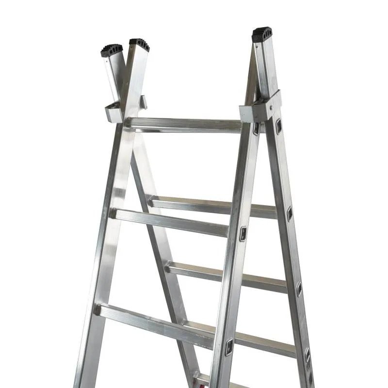 Escalera plegable doble de aluminio en tijera o extensible - 2x7 peldaños
