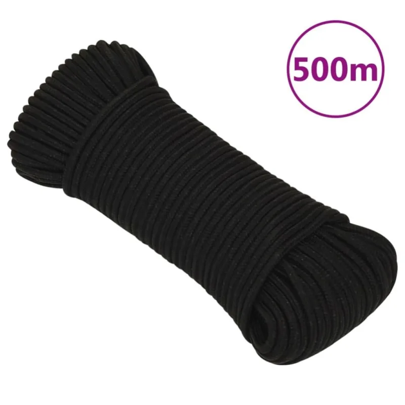 Cuerda de trabajo | soga de trabajo poliéster negro 5 mm 500 m cfw91732