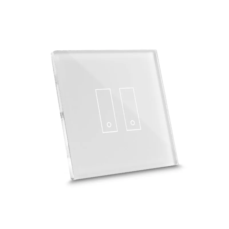 Interruptor de diseño conectado por wi-fi iotty e2 plus para luces y portones con placa táctil retroiluminada de vidrio templado, blanco nieve