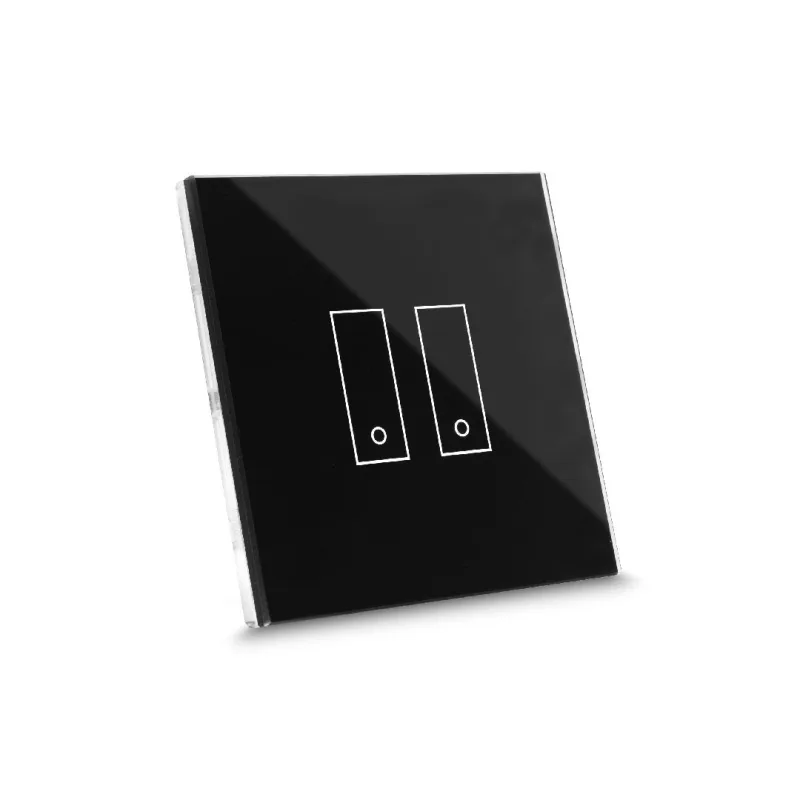 Interruptor de diseño conectado por wi-fi iotty e2 plus para luces y portones con placa táctil retroiluminada de vidrio templado, negro intenso