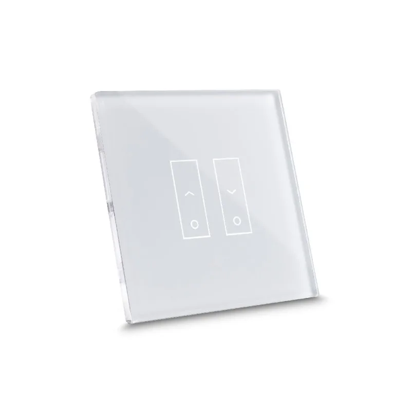 Interruptor de diseño conectado por wi-fi iotty e2s plus para toldos y persianas con placa táctil retroiluminada de vidrio templado, blanco nieve