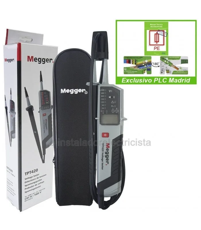 Multímetro y comprobador de tensión pantalla led tpt420 de megger
