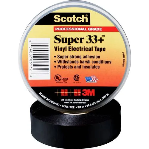 Cinta aisl. 25mmx33mt scotch® super 33+ vinilo negra 3m™