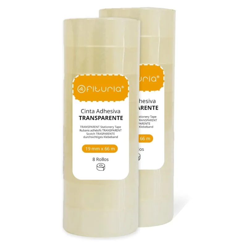 Cinta transparente, rollos de celo adhesivo transparente, cinta adhesiva para uso personal, doméstico o profesional. - ofituria (16 ud, 19mmx66m)