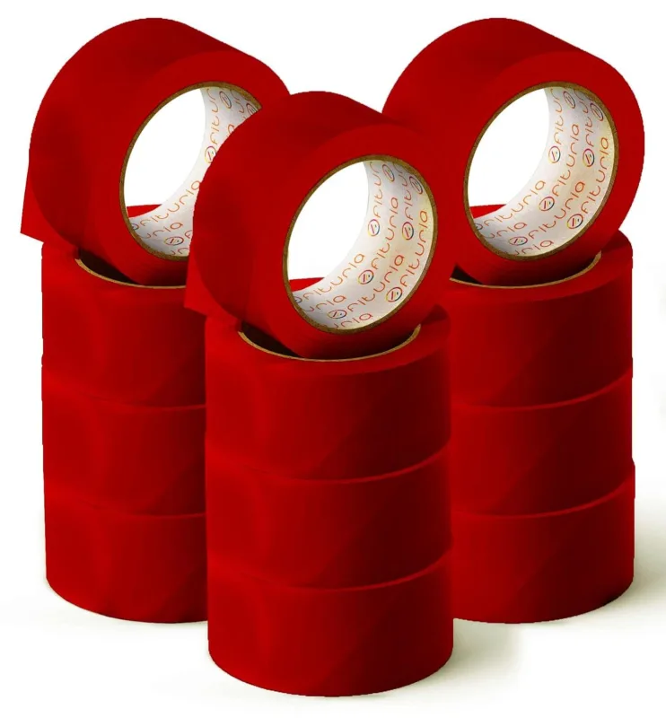 Ofituria cinta adhesiva, color rojo, cinta para embalaje y organizar tus cajas y envíos 66 mt x 48 mm (12 und. - rojo)