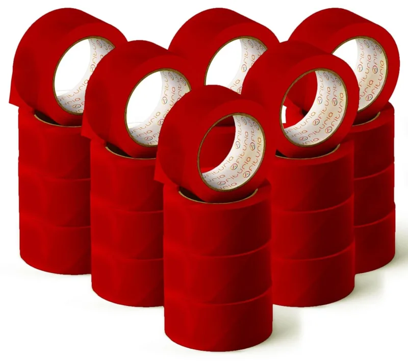 Ofituria cinta adhesiva, color rojo, cinta para embalaje y organizar tus cajas y envíos 66 mt x 48 mm (24 und. - rojo)