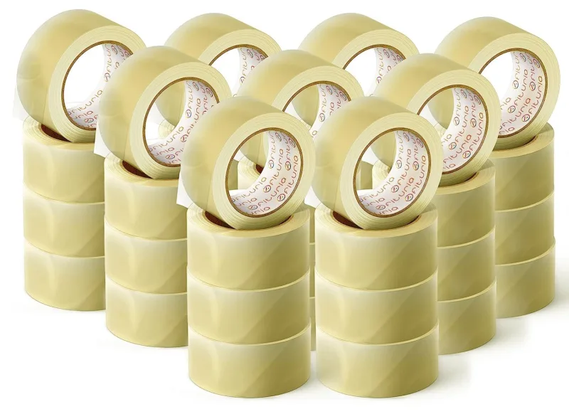 Cinta adhesiva de embalar transparente para embalaje de cajas de cartón de envíos y mudanzas. ofituria (36 cms x 60 mts - transparente, 48 rollos)