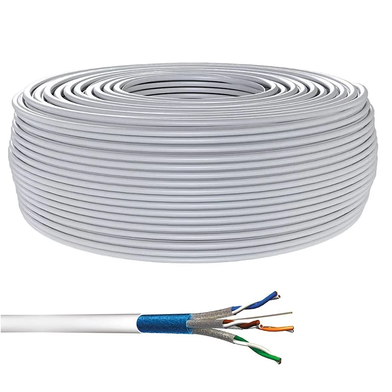 Conecticplus bobine de câble ethernet rj45 cat5e multibrin double blindage cuivre awg26 - 100m gris