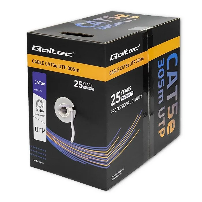 Cable de red utp qoltec 50358| cat5e | 305m | pvc gris