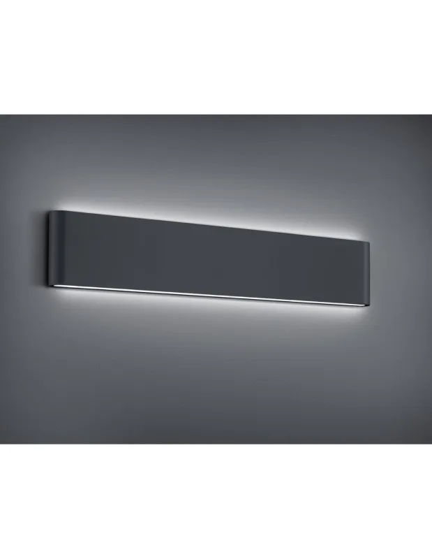 Aplique rectangular thames ii led doble luz ip54 antracita l46 cm trio lighting