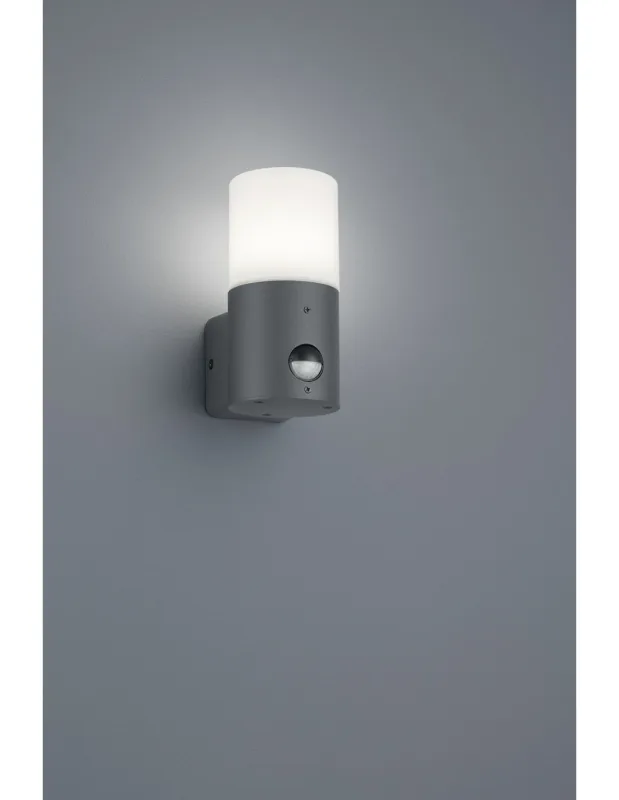 Hoosic aplique 1xe27 antracita con sensor de movimiento h17 cm ip44 trio lighting