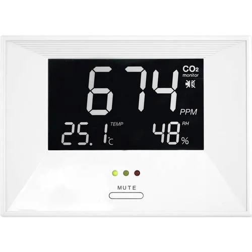 Tfa dostmann misuratore di co2 31.5003, monitor co2 ntrol life con temperatura e umiditã&nbsp;, funzione allarme, bianco