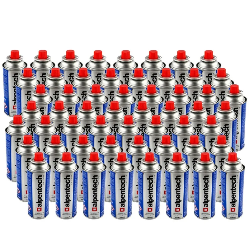 Paquete de 56 cartuchos de gas alpentech 250g butano botella de gas un2037 para estufas y escardadoras