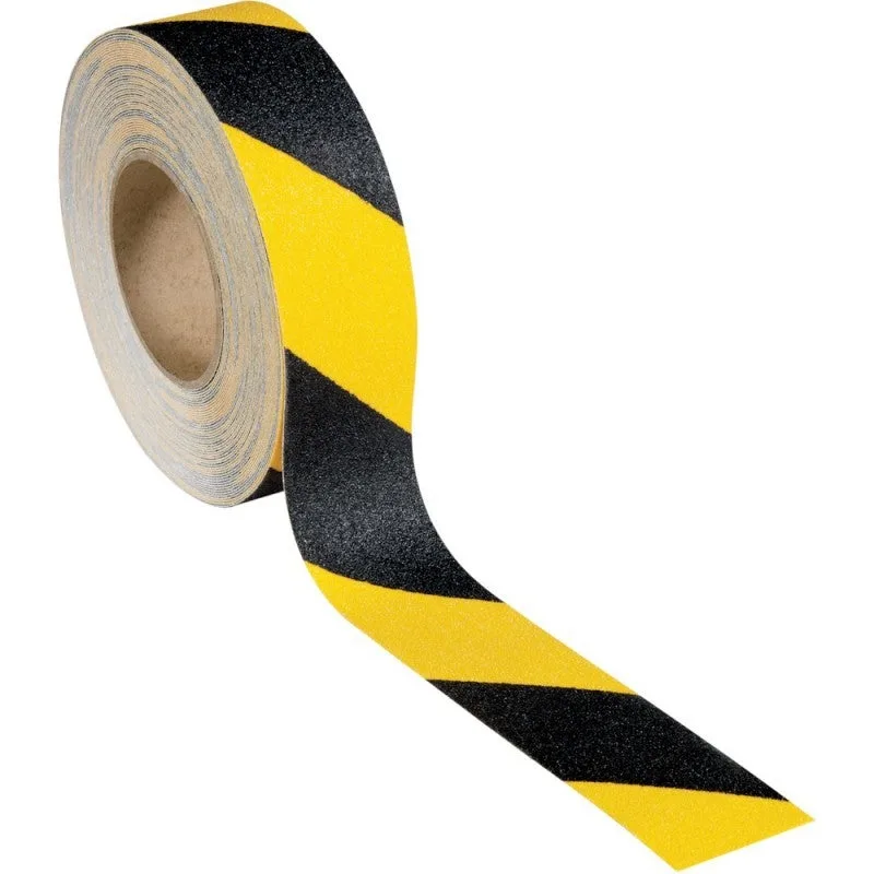 Bandas antideslizantes autoadhesivas de 50 mm en color negro y amarillo para seguridad