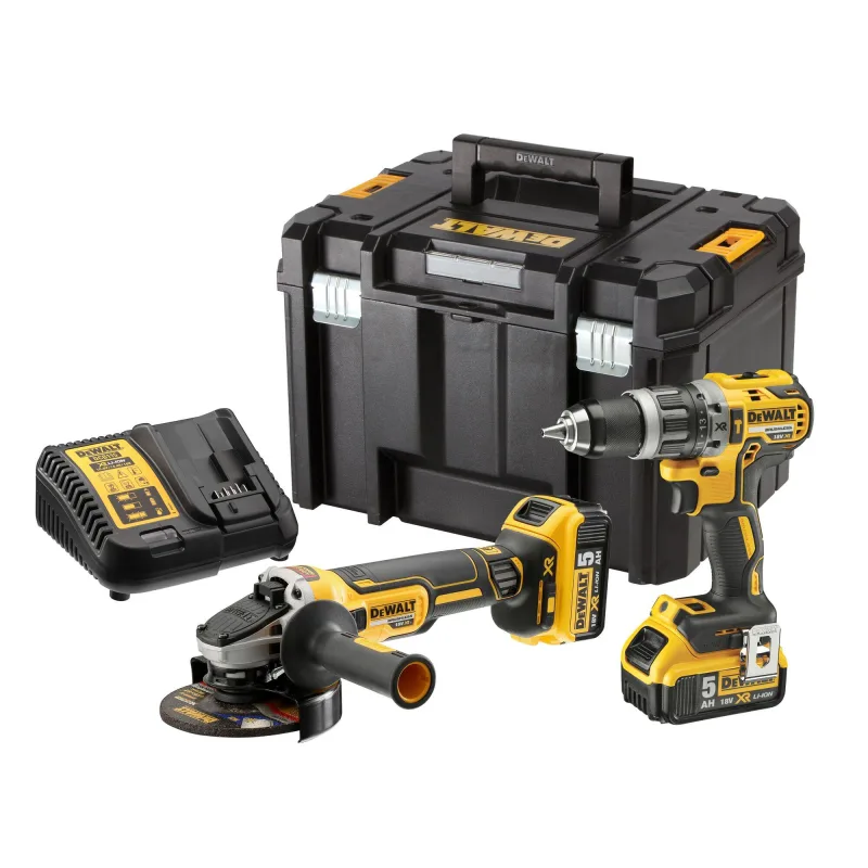 Taladro percutor a batería dewalt 18v brushless - 2 baterias : 2 baterías de 5ah - cargador - caja tstak - dck2080p2t-qw