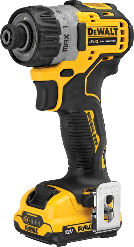 Atornillador a batería dewalt 12v brushless - 2 baterias - maletín tstak, pinza para cinturón, 2 baterías 2ah li-ion, cargador multi-voltaje xr - dcf601d2-qw