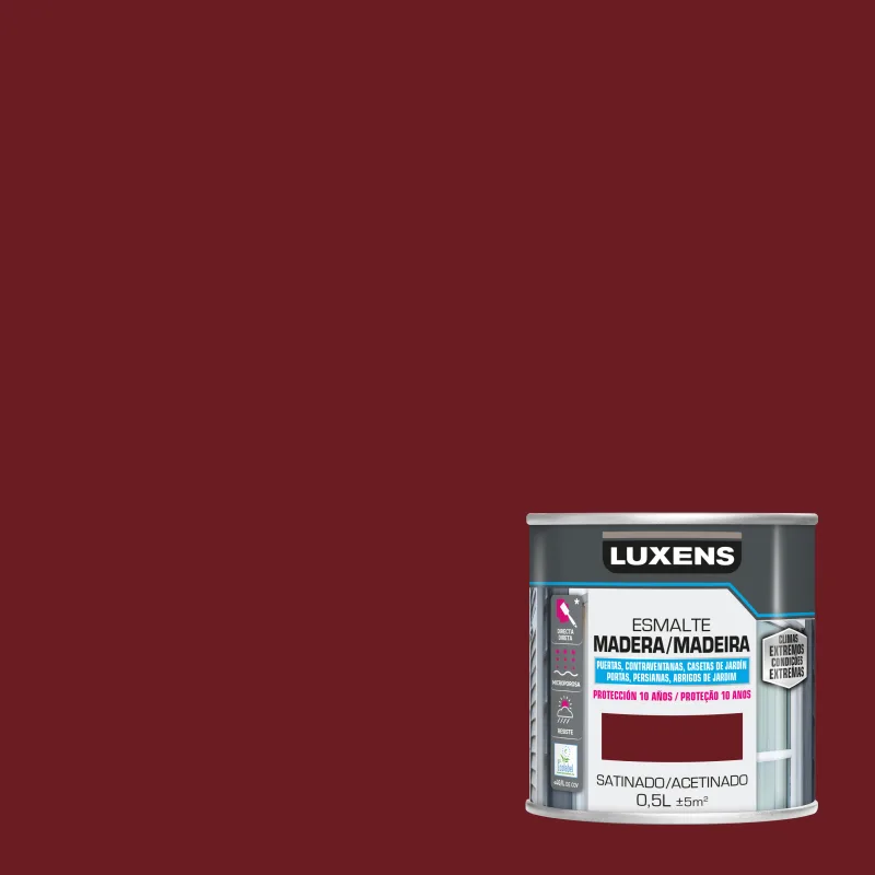 Pintura exterior color purple red para madera, persiana, puerta luxens satinado 500ml base agua