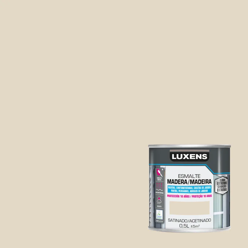 Pintura exterior color oyster white para madera, persiana, puerta luxens satinado 500ml base agua