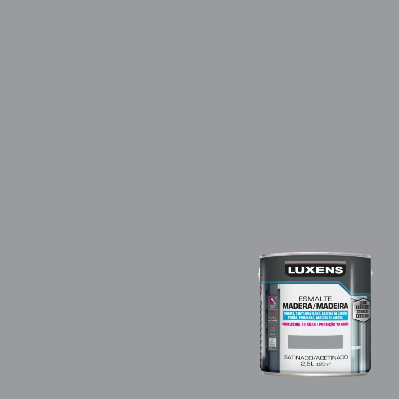 Pintura exterior color granit 3 para madera, persiana, puerta luxens satinado 2.5l base agua
