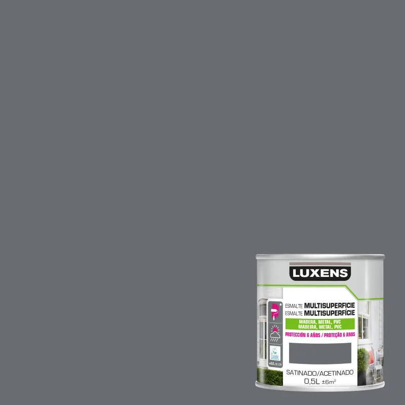 Pintura exterior color marrón para madera, pvc, pared luxens satinado 500ml base agua antigoteo