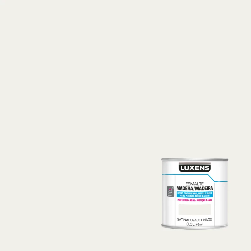 Pintura exterior color blanco para madera, persiana, puerta luxens satinado 500ml base agua