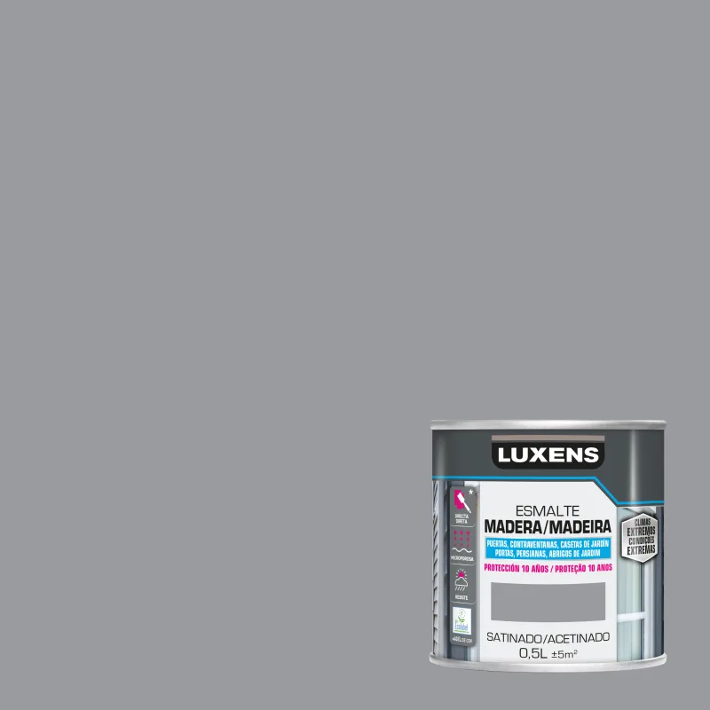 Pintura exterior color granit 3 para madera, persiana, puerta luxens satinado 500ml base agua