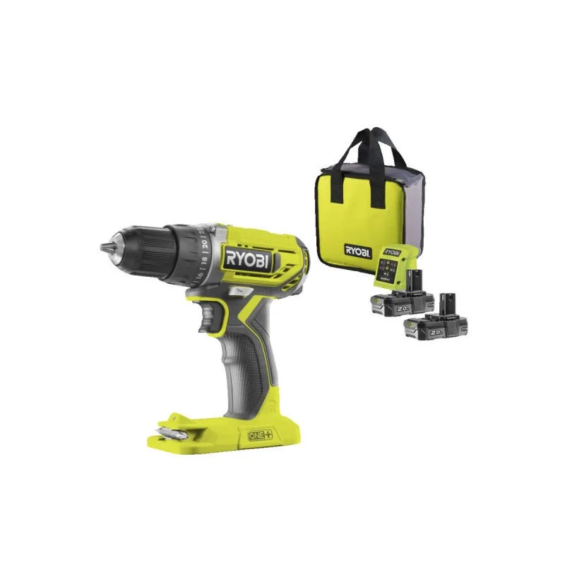 Ryobi perceuse visseuse compacte 18 volts one+ et 2 batteries 2,0ah - r18dd2-220s