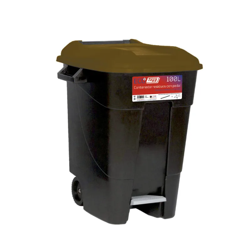 Contenedor eco 100l negro/marrón con pedal