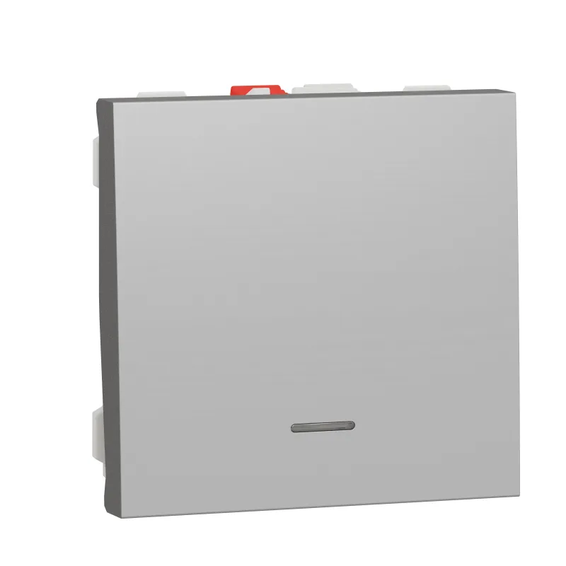 Pulsador led 2 módulos new única aluminio