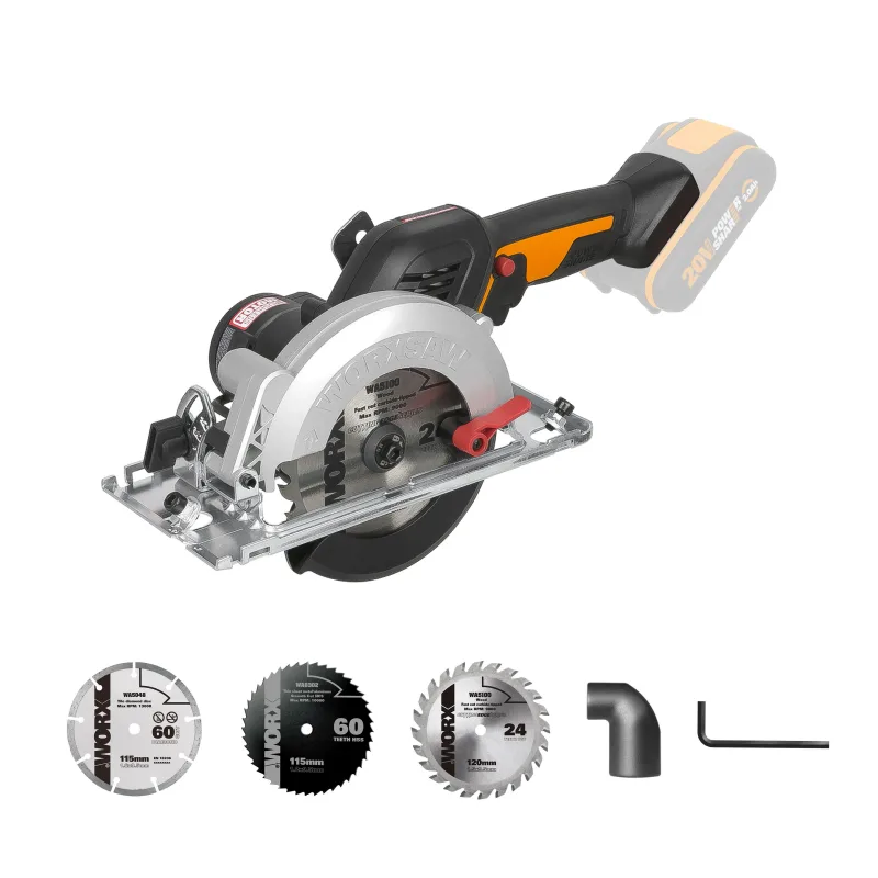 Mini sierra circular de mano a batería worx worxsaw xl 20v sin batería + discos