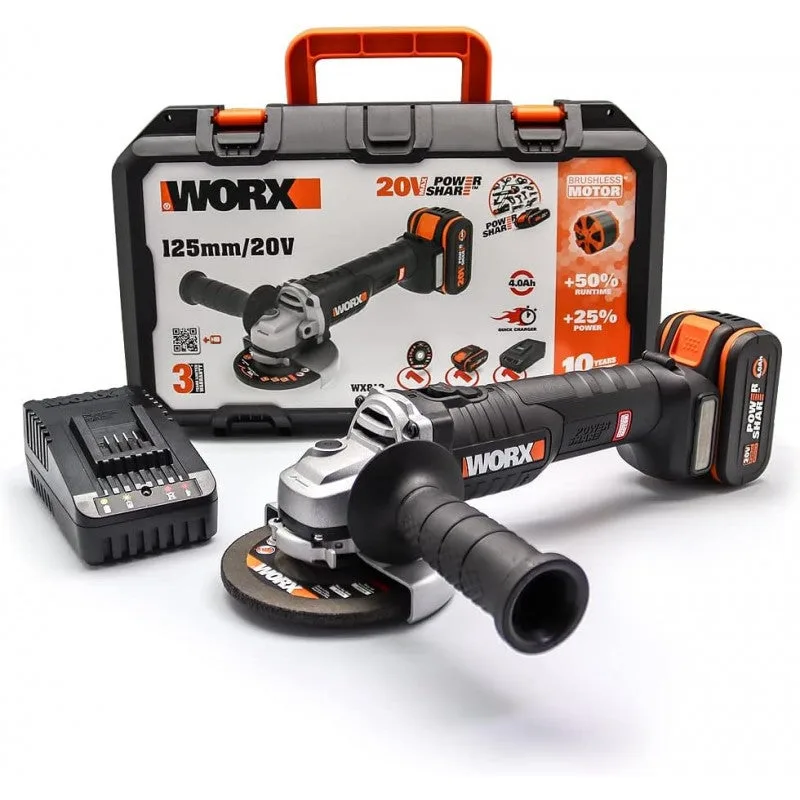 Wx812 - amoladora brushless 125mm 20v 4ah worx diy wx812