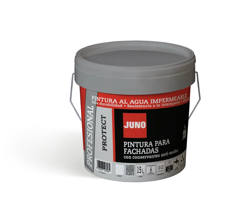 Pintura exterior color blanco para hormigón, cemento, fachada juno mate 15l resistencia térmica