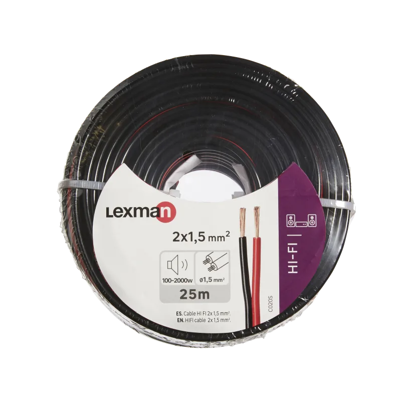 Cable hifi 2x1. 5mm 25m negro/rojo fc-d lexman