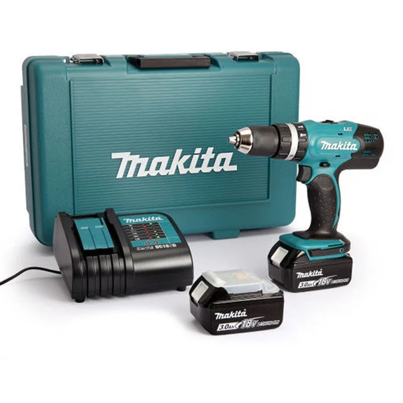 Taladro atornillador makita 18v 3.0ah + 2 baterías, cargador, en caja - ddf453sfe