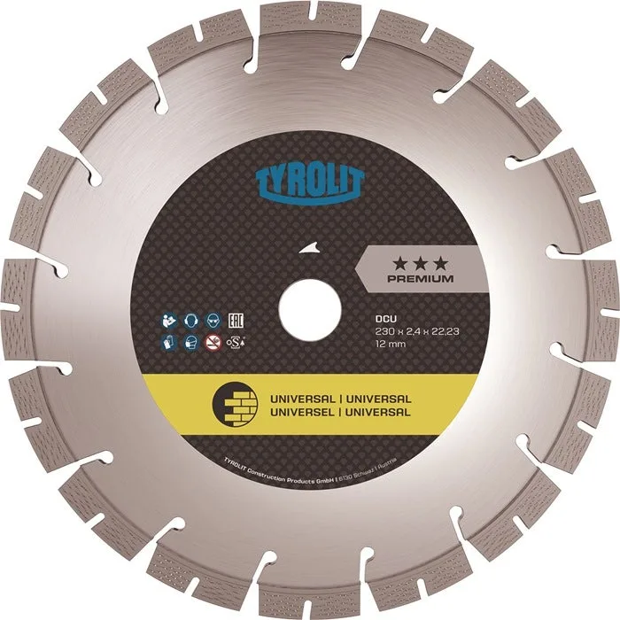 Tyrolit disque à tronçonner diamant dcu premium d. 230 mm perçage de