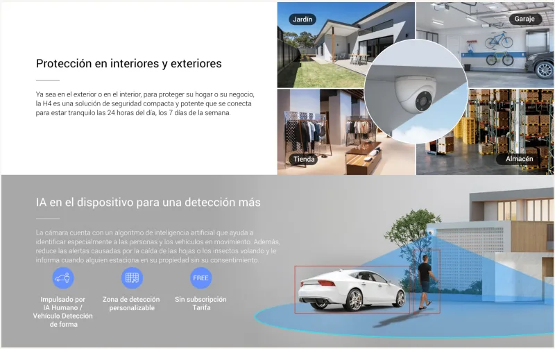 Cámara domo wifi conectada ezviz h4