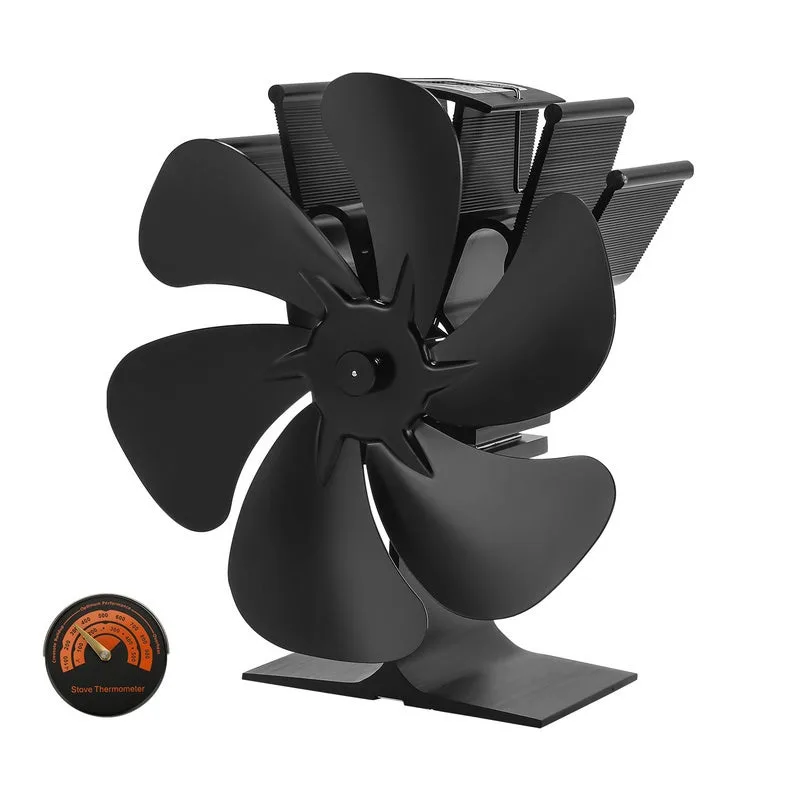 Ventilador de estufa, 6 cuchillas con estufa termumétrica, ventilador de estufa de madera, ventilador térmico