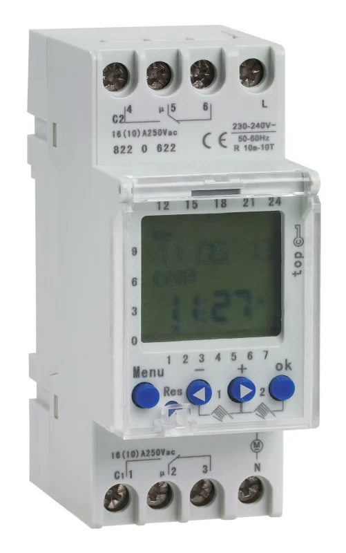 Temporizador ahc822 de 220v, dos canales, 7 días, 24 horas, interruptor digital lcd electrónico programable, reloj digital con 2 salidas de relé