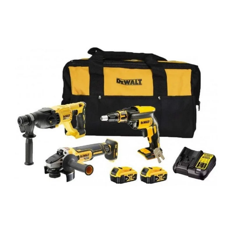 Kit 3 outils xr 18v 5ah sin escobillas dewalt atornillador dcf620 + martillo perforador dch133 + amoladora angular dcg405 - dck304p2-qw